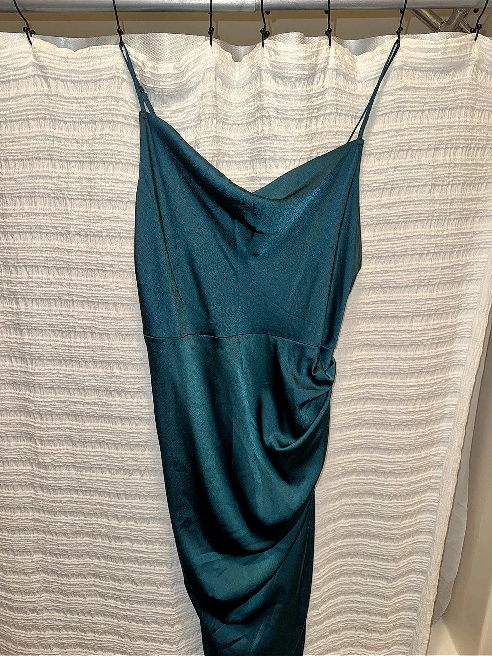 Floerns Women's Plus Size Satin Spaghetti Strap Cowl Neck Wrap Party Cami Dress